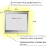 Technische tekening badkamerspiegel met LED verlichting, verwarming, touch sensor en dimfunctie 80x70 cm