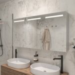Deze alu badkamer spiegelkast is 140 cm breed en 70 cm hoog