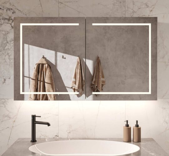 Luxe designspiegelkast voor in de kamer, van alle gemakken voorzien en een echte eye catcher!