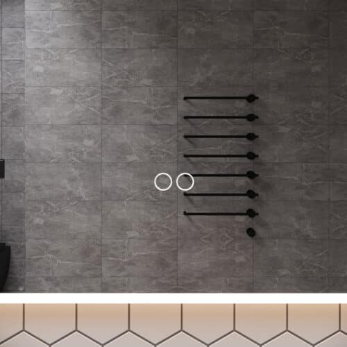 Uitgevoerd met een dubbele touch schakelaar in het spiegelglas; linker touch knop voor het gelijktijdig in- en uitschakelen van de verlichting en de verwarming, inclusief geïntegreerde dimfunctie voor de verlichting, rechter touch knop om traploos de gewenste kleur van de verlichting in te stellen