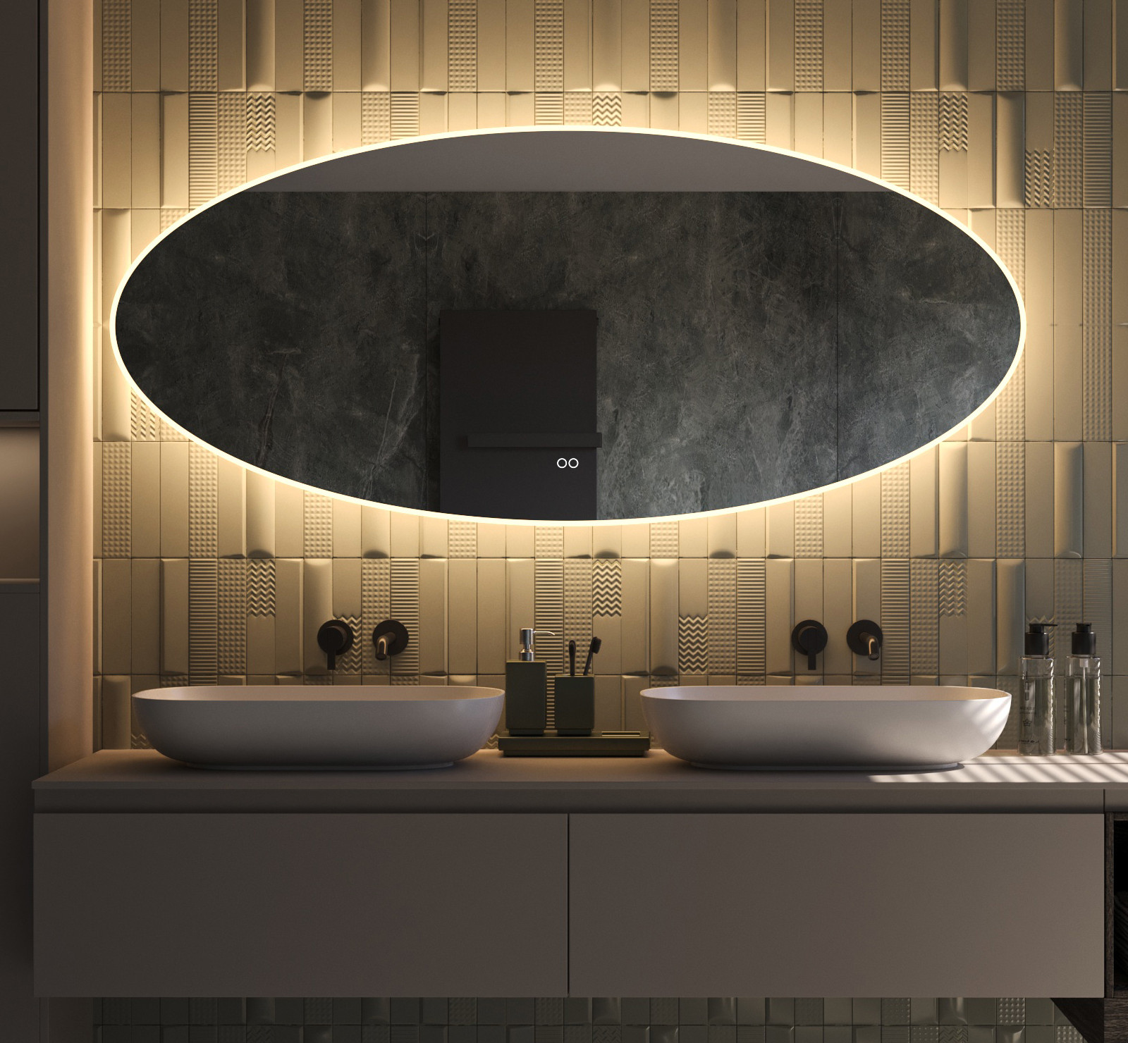 Vivo Badkamerspiegel met ledverlichting | 80 cm Rond Zwart M45-0800-43180