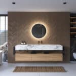 De geïntegreerde spiegelverwarming voorkomt condens vorming op de spiegel na bv het douchen, handig!