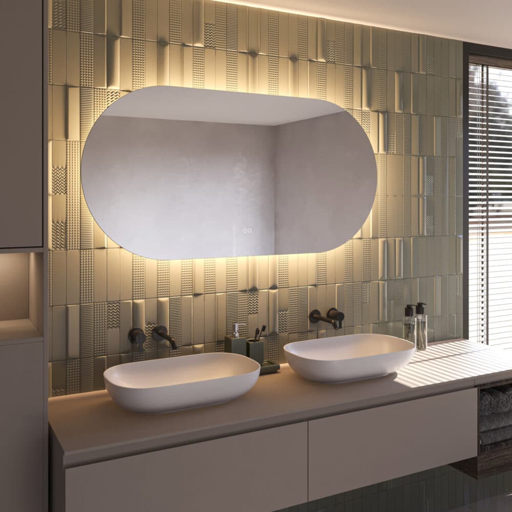 Ben Vita ovale spiegel met LED verlichting en anti-condens 40x80 cm Geborsteld Koper