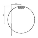 Technische tekening achterzijde ronde badkamer spiegelkast