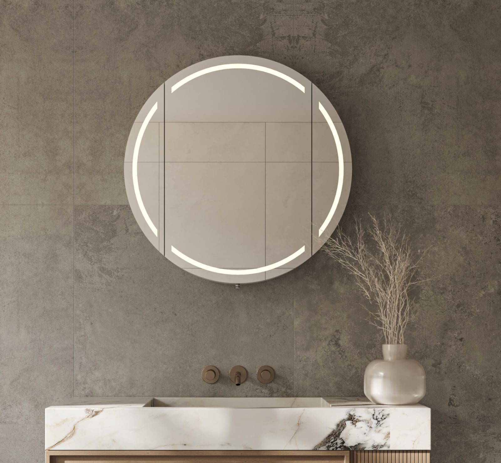 Xenz Saturnus ronde spiegelkast 100 wit | CL1317