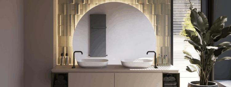 Luxe badkamerspiegel halfrond