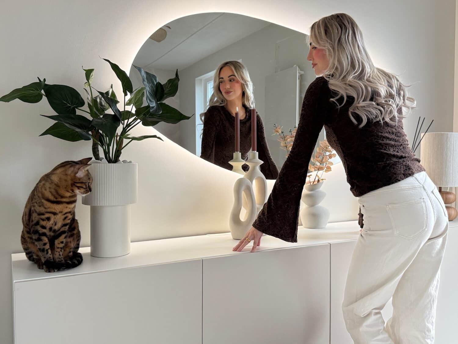 Organische spiegel voor in de slaapkamer