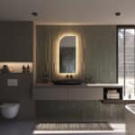 De geïntegreerde spiegelverwarming voorkomt condens vorming op de spiegel na bv het douchen, handig!