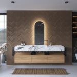 De geïntegreerde spiegelverwarming voorkomt condens vorming op de spiegel na bv het douchen, handig!